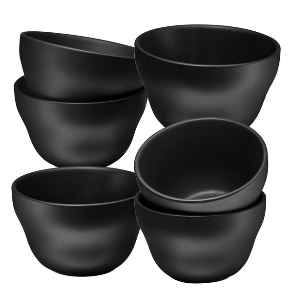 Bruntmor 8 Oz Ceramic Dessert Bowl Set of 6 in Matte Black, 8 Ounces Ceramic Chip and Dip Bowls, Small Ceramic Dish Set for Snacks, Nuts, Chip and Dip at Party and Thanksgiving (Classic) - image 1