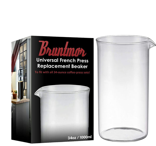 Bruntmor Spare Carafe for French Press, 34 oz French Press replacement Glass, Fire hardened Borosilicate Beaker, 34 ounce - image 1