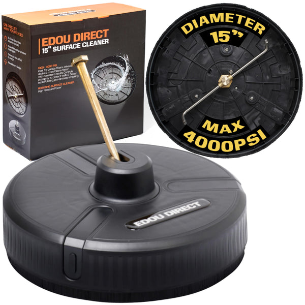Edou Direct Pressure Washer Surface Cleaner - Heavy-Duty Plastic - 15'' - Black - Dual Spinning Nozzles for Fast Cleaning - Compatible with Most Electric Pressure Washers - 1/4 Inch Quick-Connect - image 1