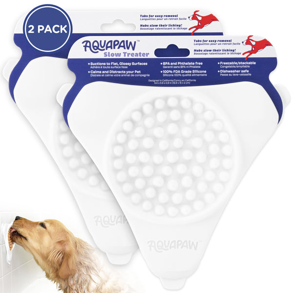 Aquapaw Lick Mat for Dogs 2-Pack, Suction Cup Dog Slow Feeder Pad & Licking Mat for Peanut Butter Treats – Calming Dog Bathing Aid, Stress Relief & Mental Stimulation for All Breeds - White - image 1