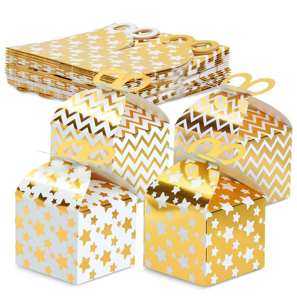 Best Paper Greetings 36 Pack Gold Gable Favor Boxes, 3.7 x 3.2 x 3.7 inches Treat Boxes for Wedding, Bridal Shower, Candy, Cookies, Cupcake & Party Gifts Decoration - image 1