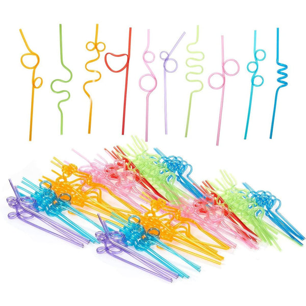 BLUE PANDA Silly Straws - 100 Count, 9.2-10.5 In Multicolor - Reusable Curly Straws Bulk for Kids Parties & Classroom Celebration - image 1