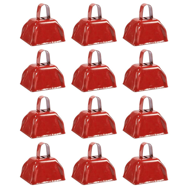 BLUE PANDA Mini Cowbell - Red Cowbells for Sporting Events - Noise Makers for Sporting Events - Celebration Noise Makers - 3-Inch, Iron, Pack of 12 - image 1