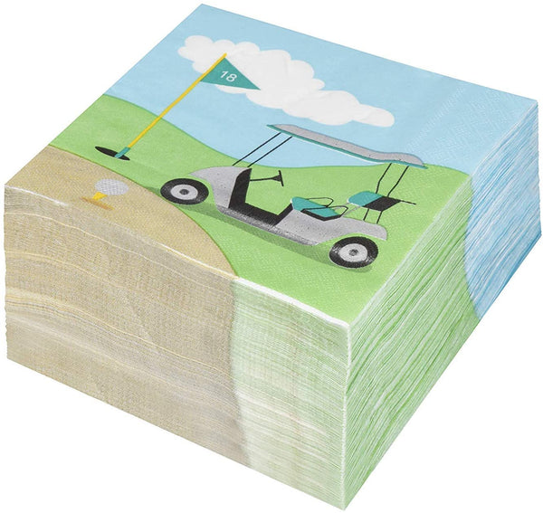 Cocktail Napkins - 150-Pack Luncheon Napkins, Disposable Paper Napkins Golf Party Supplies for Kids Birthdays or Retirement Parties, 2-Ply, Unfolded 13 x 13 Inches, Folded 6.5 x 6.5 Inches - image 1