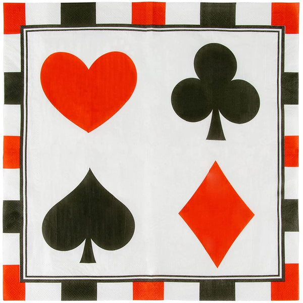 BLUE PANDA Casino Napkins Poker Design - 6.5 x 6.5 in Folded, 2-Ply, 150 Count - Cocktail Napkins & Tissue Paper for Poker Party & Vegas Theme Events - image 1