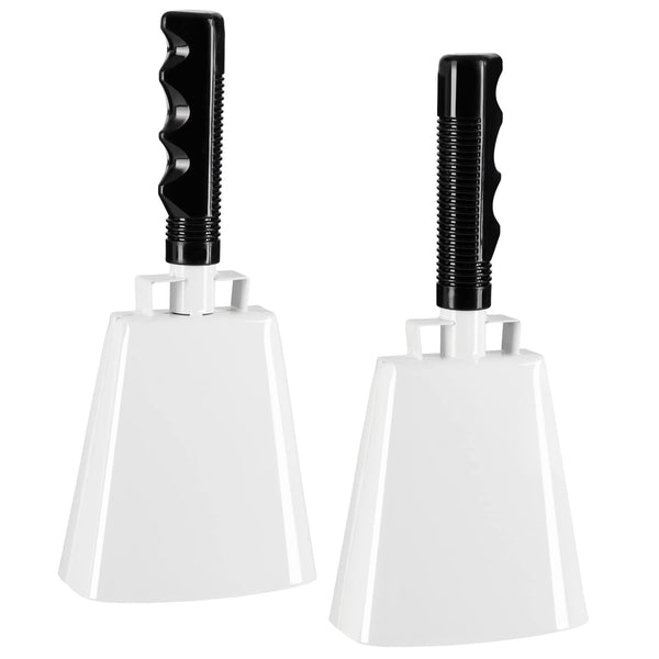 2 Pack 9-inch Cowbells for Sporting Events, Percussion Noise Makers with Handle for Football Games, Stadiums (White) - image 1