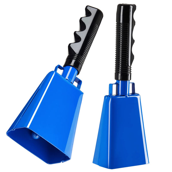 BLUE PANDA Cowbell Noise Maker - 9-Inch, Royal Blue, Pack of 2 - Metal Cowbell Instrument with Ergonomic Handle - Cheering Bell for Stadium Cheers & Celebratory Noise Maker - image 1