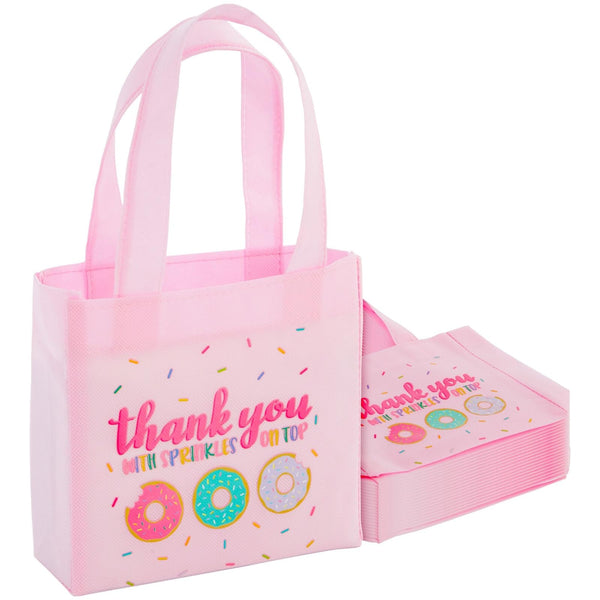 BLUE PANDA Donut Goodie Bags - 6.5 x 7 x 2 In, Pink, Pack of 24 - Party Favor Bags for Girls' Birthday, Donut Party Favors, & Baby Shower - image 1