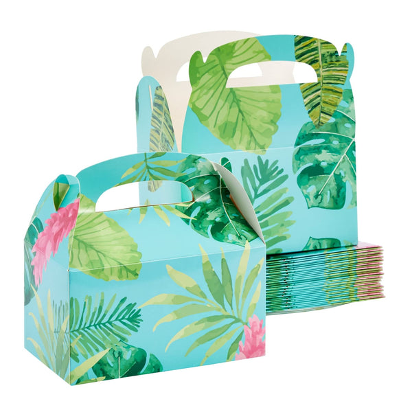 BLUE PANDA Tropical Party Favor Boxes - 24-Pack, 6 x 3 x 3 In, Teal Floral - Birthday Favor Boxes for Luau Party Decorations - image 1