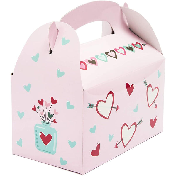 Blue Panda Valentine Treat Boxes - 24 Count, Pink, 5.9-Inch Glossy Heart Cardstock - Party Favor Box & Gift Bag Alternative for Treats & Goodies - image 1