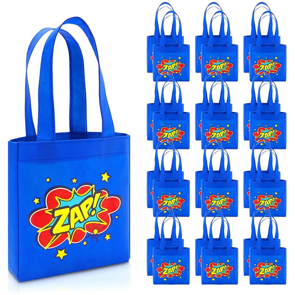 BLUE PANDA 24 Hero Party Bags - Small Blue, 6.5 x 7 x 1.77 In - Comic Tote Pack for Party - image 1