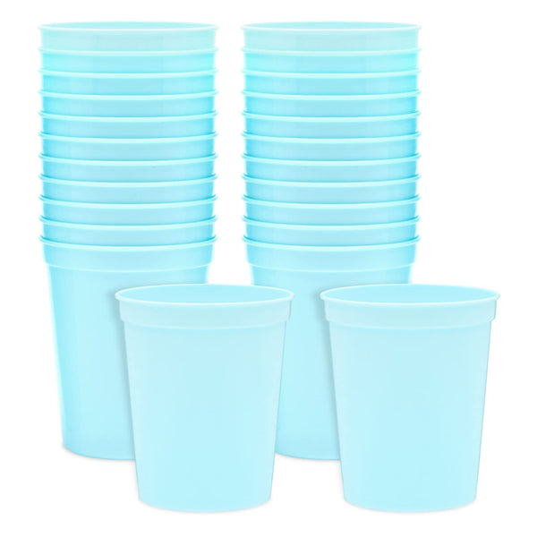 BLUE PANDA Light Blue Plastic Stadium Cups - 16-Ounce, 24 Pack - Blank Reusable Tumblers for Parties & Bachelorette Party Favors - image 1