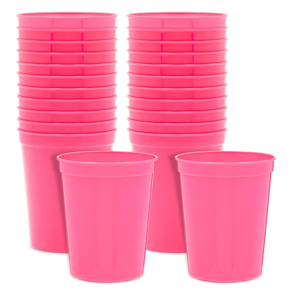 BLUE PANDA Hot Pink Stadium Cups - Vibrant Party Supplies & Colored Plastic Cups - Rimmed Design & Reusable Durable Tumblers - Bulk Drinkware & Plastic Tumblers - Pack of 24, 16 Oz - image 1