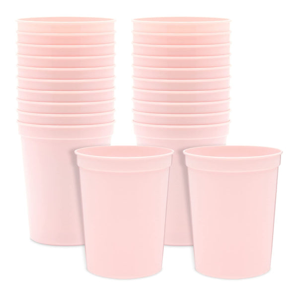 BLUE PANDA Reusable Plastic Cups - 16 Oz, Light Pink, 24 Count - Light Pink Stadium Tumblers & Pastel Stadium Cups - Washable Bulk Drinkware - image 1