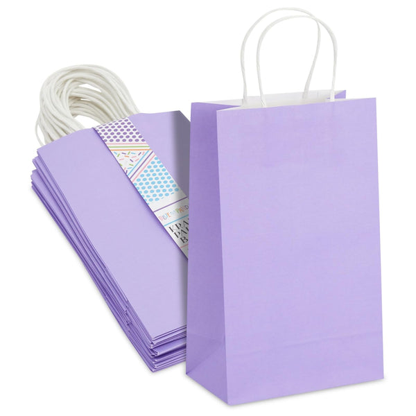 BLUE PANDA Paper Party Gift Bags with Handles (9 x 5.3 in, Purple, 25-Pack) - image 1