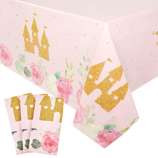 BLUE PANDA Plastic Princess Tablecloths - Princess Table Cloths for Birthday Party & Belle Themed Birthday Party Decor - Disposable Plastic Table Cover for Easy Cleanup - 108 x 54 in, Pack of 3 - image 1