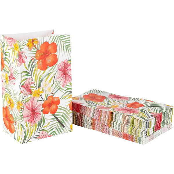 BLUE PANDA Luau Favor Bags for Luau Party Decorations - 36 Count, 5.2 x 8.7 x 3.3 In, Multicolor Floral - Tropical Floral Print & Gusseted Bottom for Treat & Goodie Bags & Beach Party Decorations - image 1