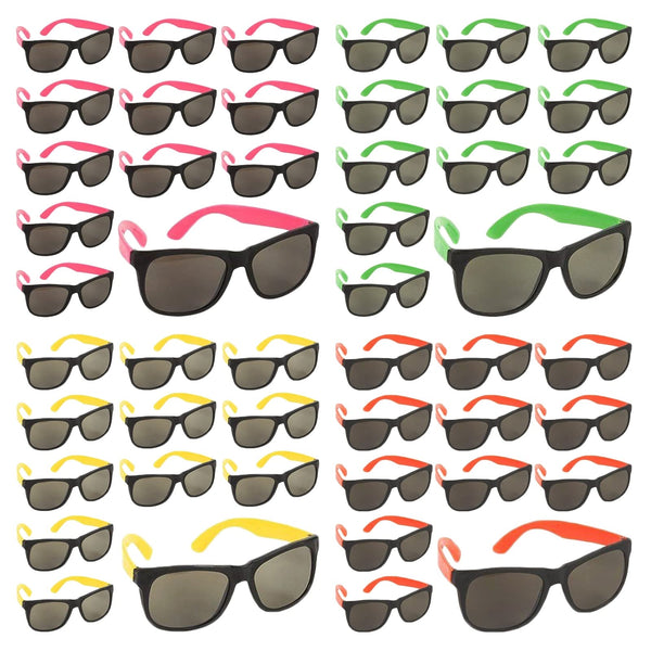 BLUE PANDA 90s Themed Plastic Sunglasses - 48-Pack, 4 Neon Colors - Bulk Sunglasses for Adults & Retro 80s Birthday Party - image 1