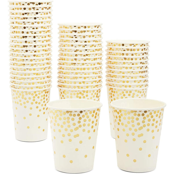 50 Pack 9oz Gold Paper Cups for Hot Drinks, Party Supplies, Weddings, Bridal Showers - image 1