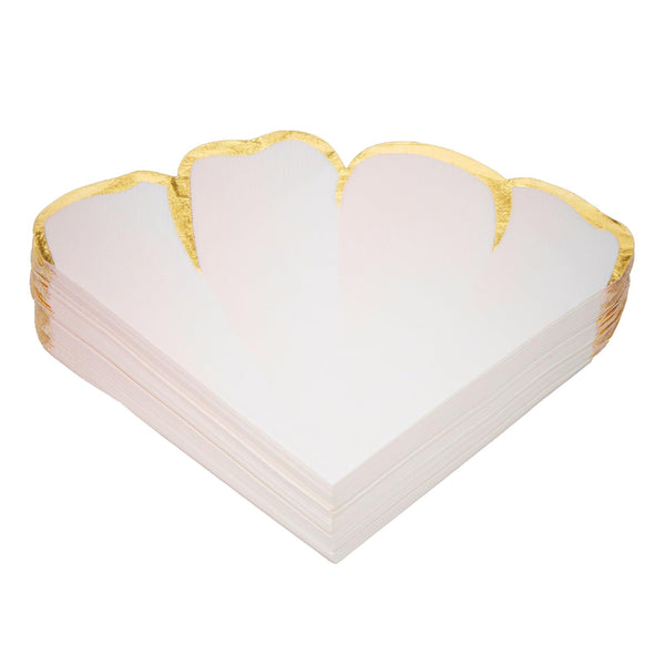 BLUE PANDA Wedding Floral Paper Napkins Pink & Gold - 50 Count, 6.25 x 6 in, 3-Ply Scalloped Edges - Disposable Party, Paper Dinner, Baby Shower & Passover Napkins - Absorbent & Tear-Resistant - image 1