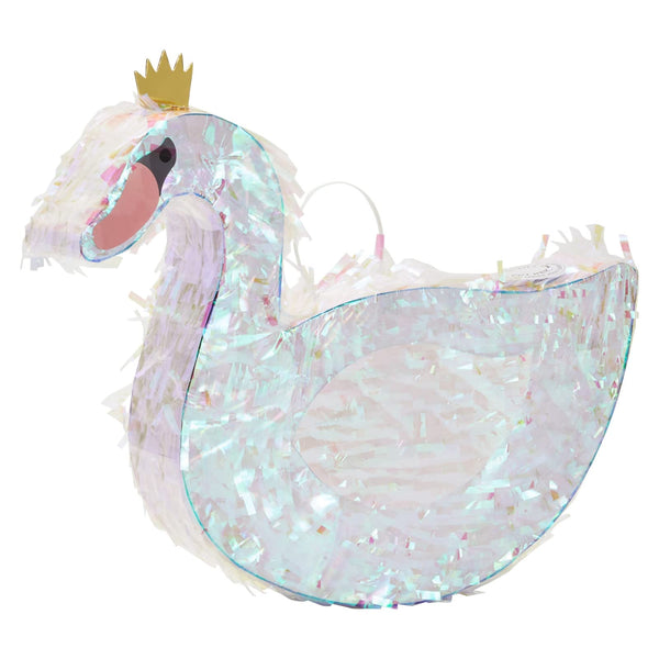 BLUE PANDA Iridescent Swan Pinata - 16.25 x 14 x 3 In, White, Pack of 1 - Mini Swan Birthday Pinata for Party, Candy Filling, & Iridescent Party Decor - image 1