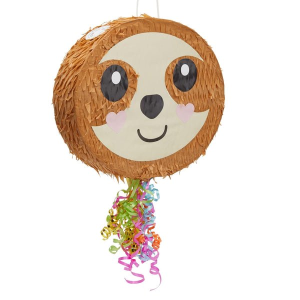 BLUE PANDA Pull String Pinata Sloth - 16.5 x 13 x 3 In, Brown - Sloth Pinata for Jungle Party & Birthday Decor - Safe Candy Release with Pull String for Kid Party Supply - image 1