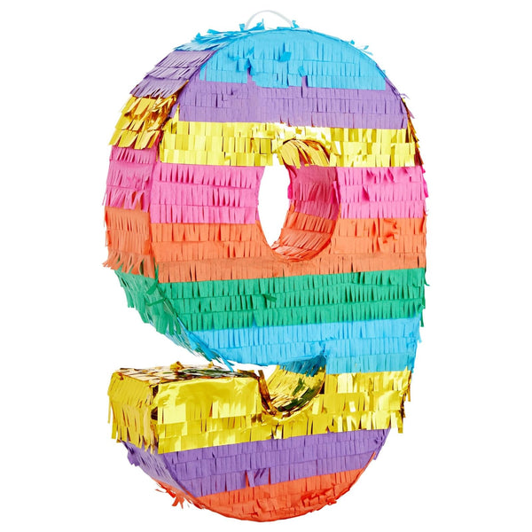 BLUE PANDA Rainbow Number 9 Pinata - 16.5 x 11.4 x 3 in, Multi-Color for 9th Birthday, Fiesta Party Supplies, Party Favors & Rainbow Birthday Decor - image 1