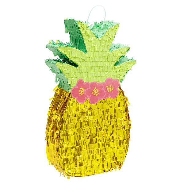 BLUE PANDA Pineapple Pinata - Pull-String Luau & Hawaiian Party Decoration - Hang-Ready Beach Pinata - 16.5 x 10 x 3 in, Gold - image 1