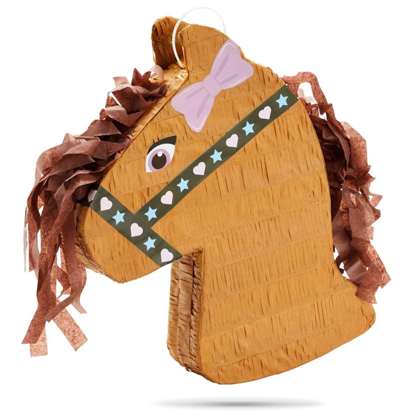 BLUE PANDA Horse Pinata - Small 12 x 16 x 3 in Brown & Pink Paper - Farm & Western Pinata for Horse Party & Pony Birthday Decorations - image 1