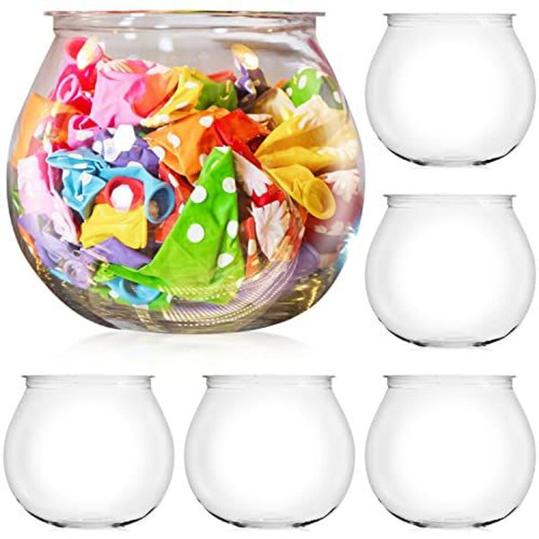 [6 Pack] 27 Ounce Largest Mini Plastic Fish Bowls for Decoration - Fun Sized Fish Bowls for Drinks to Start the Party - Clear Vase for Stunning Centerpieces - Set - Craft Vase Round Clear - image 1