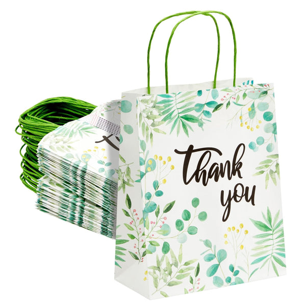 Sparkle and Bash Gift Bags with Handles - Pack of 50 10 x 8 x 4 In White Floral Paper Thank You Gift Bags - Bulk Party, Wedding & Baby Shower Favors - image 1