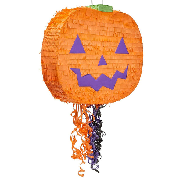 Spooky Central Pumpkin Pinata - 17 x 13 x 3 In, Orange Corrugated Paper, Cute Pumpkin Design - 3 Pull Strings & Easy Fill & Hang - Pinata & Party Decoration - image 1
