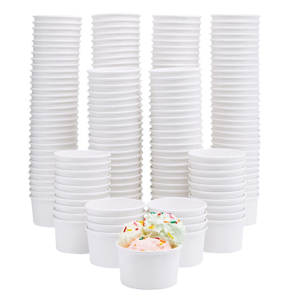 Stockroom Plus Ice Cream Cups - 8 Oz, White, 200-Pack, Classic - Disposable Snack Cups for Ice Cream Sundae Bar Supplies - Disposable Dessert Bowls - image 1