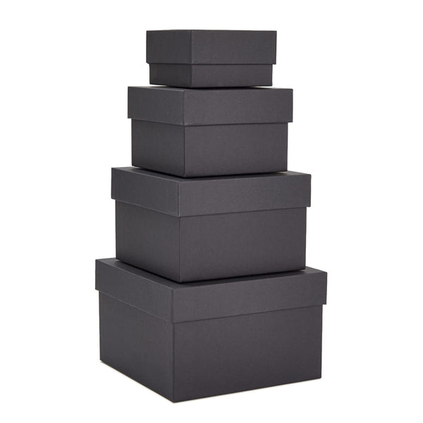 Stockroom Plus 4-Pack Square Nesting Boxes with Lids - Assorted Sizes, 6.5 to 3.5 in - Black - Space-Saving Stacking & Nesting Gift Box Set - image 1