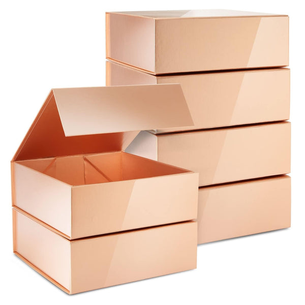 Stockroom Plus Gift Boxes with Lids - 6 Pack, 9.5 x 9.5 x 3.5 In Square - Rose Gold - image 1