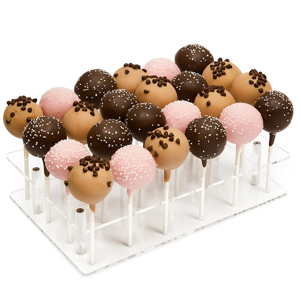 Stockroom Plus Cake Pop Stand - 24-Hole, Clear Acrylic, 9 x 5.9 x 2 in - Cake Pop Holder Rack & Tray - Display for 24 Cakepops on Dessert Table - image 1