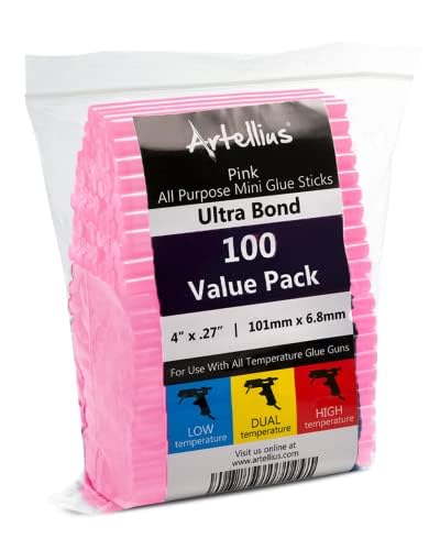 Artellius Pink Hot Glue Sticks 4" x.27" (100-Pack) – Ultra Bond Hot Melt Adhesive Mini Sticks for All Temperature Glue Guns - image 1