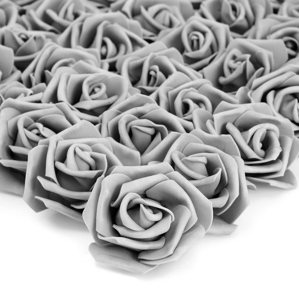 Bright Creations Artificial Flowers Foam Roses - 100-Pack, 3-Inch Grey Polyethylene Flower Heads - Bulk Grey Stemless Roses for DIY Crafts & Centerpieces - image 1