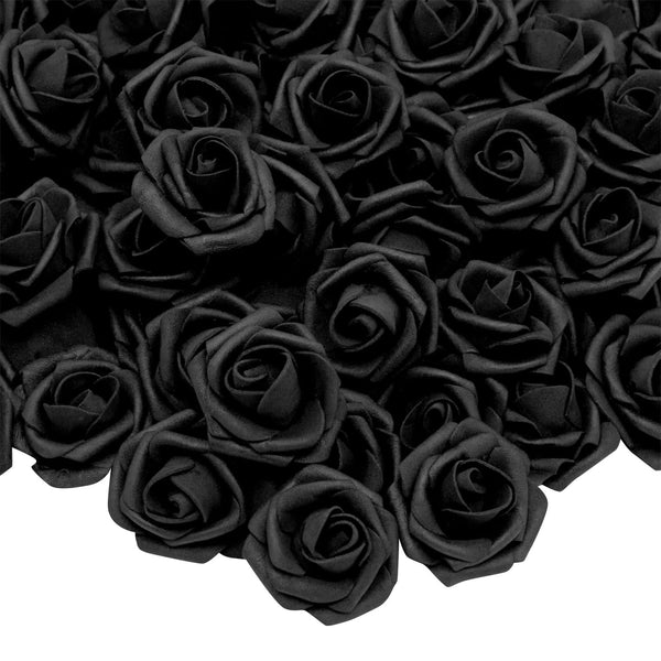 Bright Creations 100-Pack Black Artificial Flowers, Fake Foam Flowers for Halloween Decorations, DIY Crafts, Bouquets, and Black-Themed Parties (3 Inches) - image 1