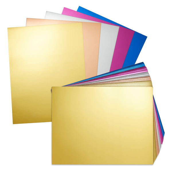 Bright Creations Metallic Cardstock Sheets - Foil Card Stock, Craft Paper for DIY Projects - Assorted Metallic Cardstock for Scrapbook Supplies - Multicolor, 250 GSM, 8.5x11 In, 100 Count - image 1