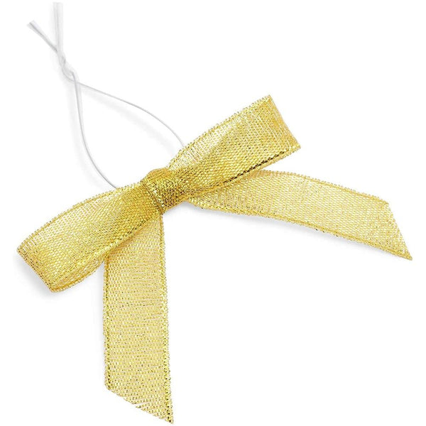 Bright Creations Gold Twist Tie Bows - 100 Pack, 2.5 x 3 in - Pretied Gold Bows & Ribbon for Treat Bags & Twist Ties for Crafts - image 1