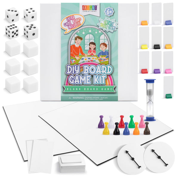 Bright Creations 146-Piece Make Your Own Board Game DIY Kit with 2 Blank Game Boards, Cards, Dice, Rule Sheets, and Tokens, Complete Set for DIY games, Family Night, or Classroom Fun - image 1