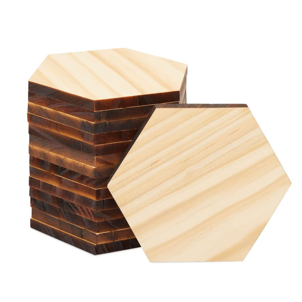 15 Pack Unfinished Wooden Hexagon Cutouts for Crafts, 1/4" Thick for Wood Burning, Engraving (3.27X4.88X5.91") - image 1