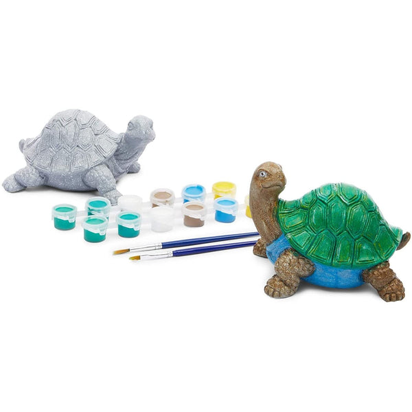 Bright Creations Paint Turtle Rock Painting Kit for Kids & Adults - 2 Ceramic Figures, 4.8 x 3.75 x 4 in, Multi - 12 Acrylic Paint Pods & 2 Brushes - DIY Garden Decor & Stepping Stones - image 1