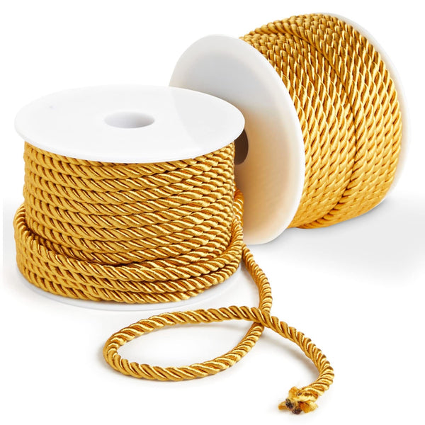 Bright Creations Gold Rope Twisted Cord - Metallic Gold Cording for Sewing & Upholstery Trim - Decorative Braided Rope for Crafts & Decor - 5mm, 36 Yards (2x18 Yds), Polyester - image 1