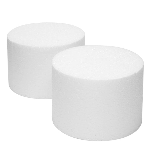 Bright Creations Cake Dummy Foam Cylinder Set - 6 In x 4 In, White, 2-Pack - Reusable Foam Craft Cylinders for Decorating Practice - image 1
