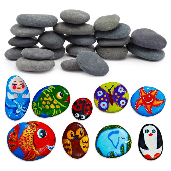 Bright Creations 20 Pack Flat Rocks for Painting for Kids Ages 3–14 – Kindness Stones, River Pebbles for Arts & Crafts, DIY Projects, School Activities, and Creative Painting (2-3 in) - image 1