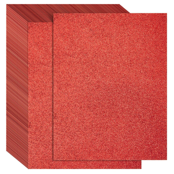 Bright Creations 24 Sheets Red Glitter Cardstock Paper 8.5 x 11 for Scrapbooking, DIY Projects, Arts and Crafts (280gsm) - Red Shimmer Cardstock - Glitter Paper - image 1