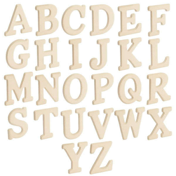 Bright Creations Wooden Alphabet Letters - adaptable Wooden Alphabet to Paint - Craft Letters for Wall for Tabletop Decor for DIY Projects - Pack of 26, 2.3-4.9 x 6 In, 0.1 In Thick - image 1