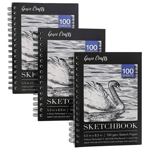 Bright Creations Perforated Spiral Sketchbook - Acid-Free Ivory Art Paper - Perforated Pages for Drawing Pad - Spiral-Bound Portable Sketch Pad - 5.5 x 8.5 in, Ivory, Pack of 3, 100 Sheets - image 1